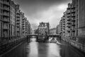 Speicherstadt hamburg schwarz-weiÃÅ¸ Royalty Free Stock Photo